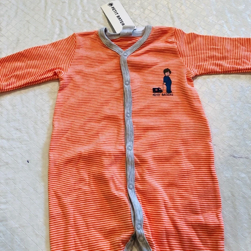 Petit Bateau**Orange Footed Onesie Baby PJ**3 Mo. - Picture 4 of 5